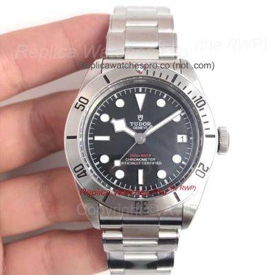 Copy Tudor Ceneve Stainless Steel Black Dial Mens Watch